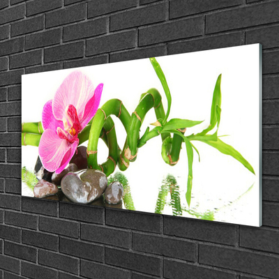 Glass Print Flower floral pink green grey white
