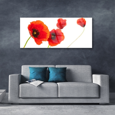 Glass Print Flowers floral red green