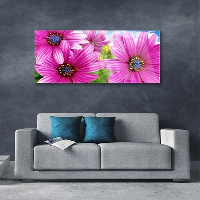 Glass Print Flowers floral pink yellow blue