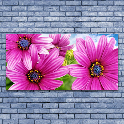 Glass Print Flowers floral pink yellow blue