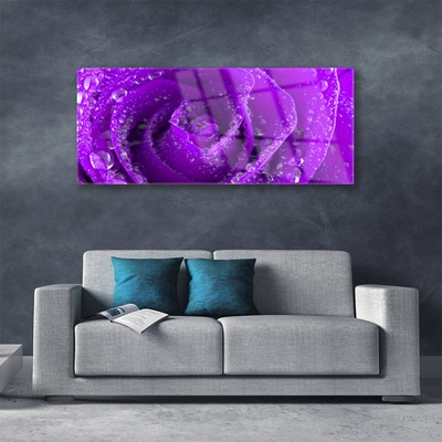 Glass Print Rose floral purple