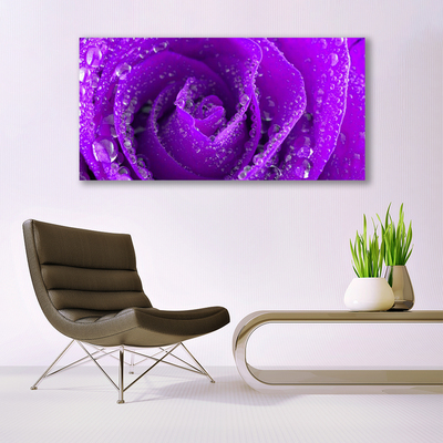 Glass Print Rose floral purple