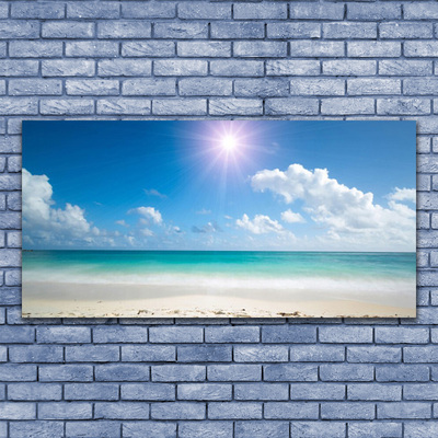 Glass Print Sea beach sun landscape white blue