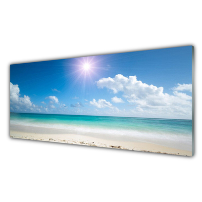 Glass Print Sea beach sun landscape white blue