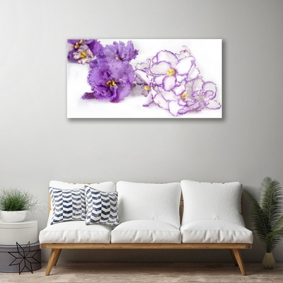 Glass Print Flowers floral purple white