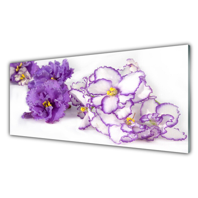 Glass Print Flowers floral purple white