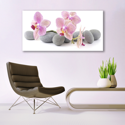 Glass Print Tree stones floral pink grey