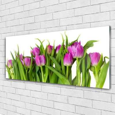 Glass Print Tulips floral pink green