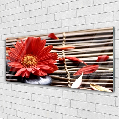 Glass Print Flower floral red yellow