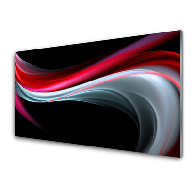 Glass Wall Art Abstraction art red grey black