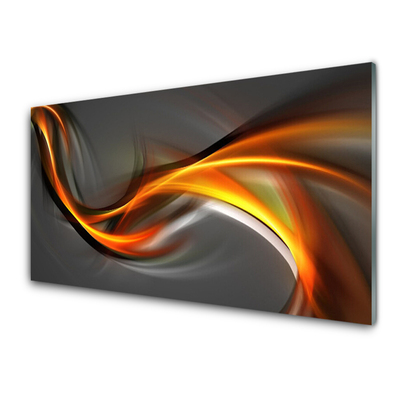 Glass Wall Art Abstract art yellow orange grey