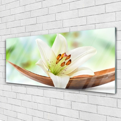 Glass Wall Art Flower floral white