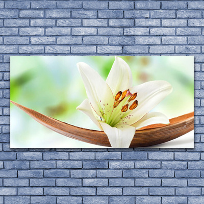 Glass Wall Art Flower floral white