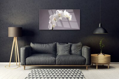 Glass Wall Art Flowers floral white