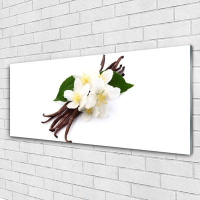 Glass Wall Art Vanilla floral brown white