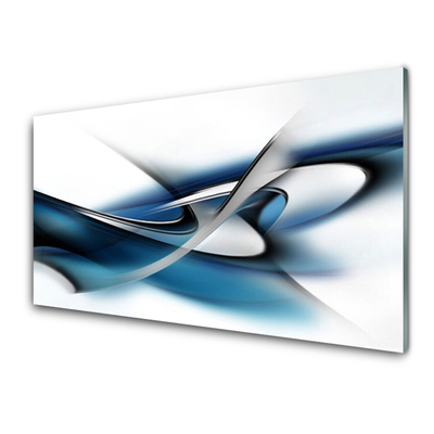 Glass Wall Art Abstract art grey blue white