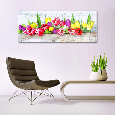 Glass Wall Art Tulips floral multi