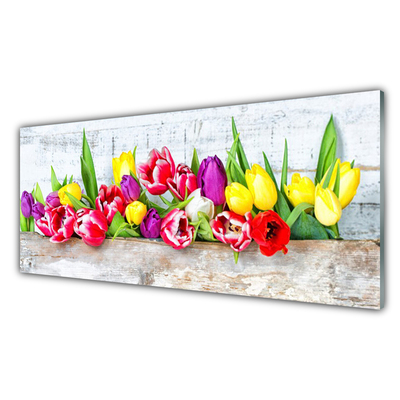 Glass Wall Art Tulips floral multi