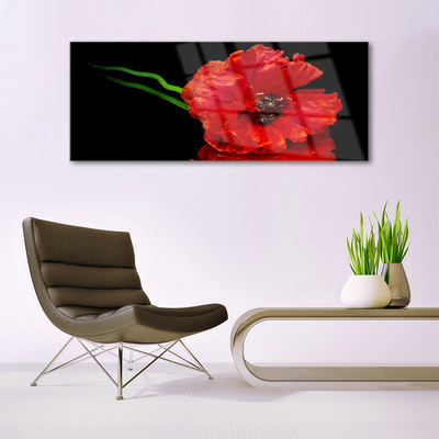 Glass Wall Art Flower floral red