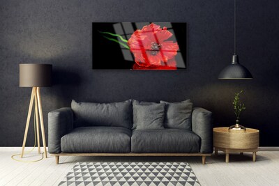 Glass Wall Art Flower floral red