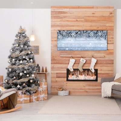 Glass Wall Art Holy Snowflakes Winter Frost