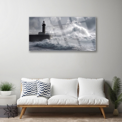 Acrylic Print Lighthouse lake sea nature grey