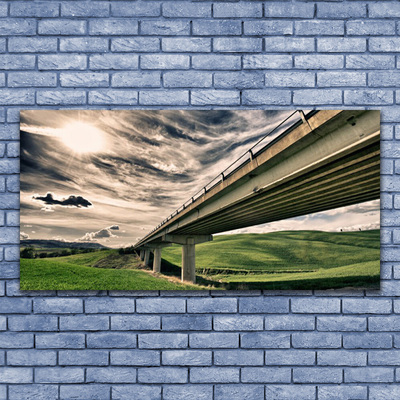 Acrylic Print Highway bridge valley architecture green sepia blue