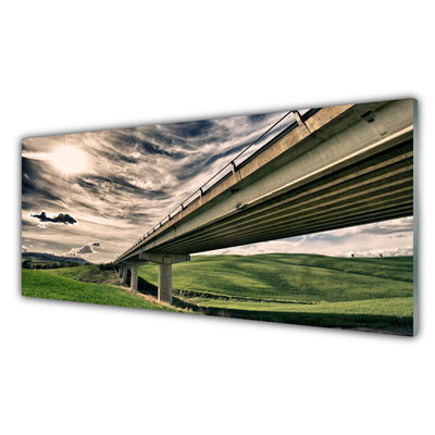 Acrylic Print Highway bridge valley architecture green sepia blue