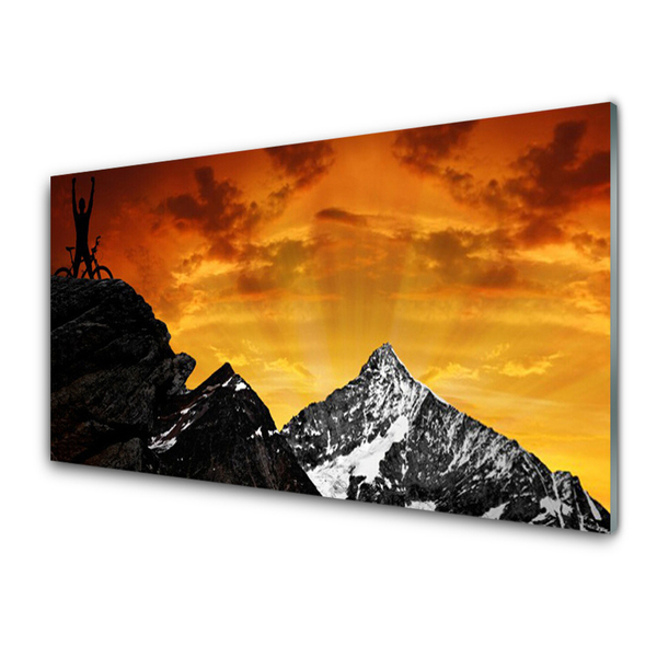 Acrylic Print Mountains landscape orange grey black