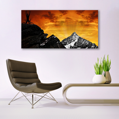 Acrylic Print Mountains landscape orange grey black