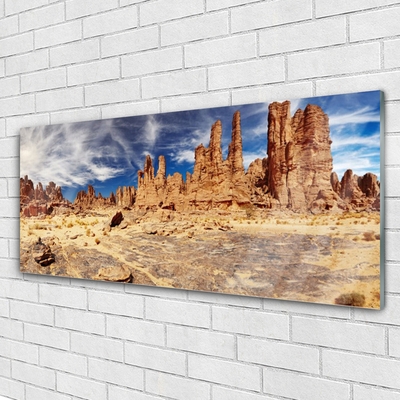 Acrylic Print Desert landscape brown white blue