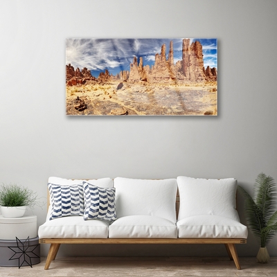 Acrylic Print Desert landscape brown white blue