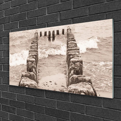 Acrylic Print Ocean beach architecture sepia