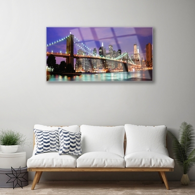 Acrylic Print Bridge city architecture purple brown