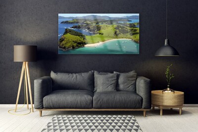 Acrylic Print Sea beach forest landscape blue brown green