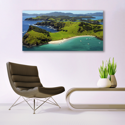 Acrylic Print Sea beach forest landscape blue brown green