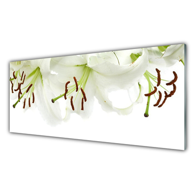 Plexiglas® Wall Art Flowers floral white green brown