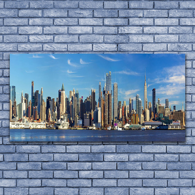 Plexiglas® Wall Art City houses brown grey blue