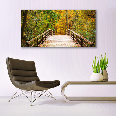 Plexiglas® Wall Art Forest bridge architecture brown green