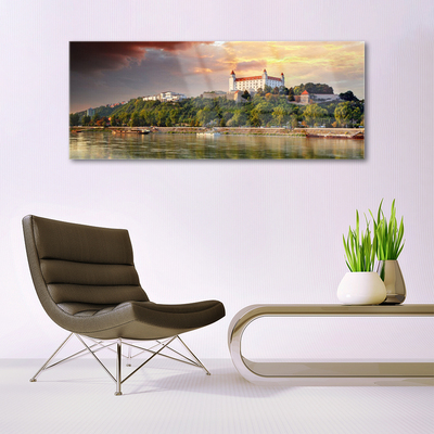 Plexiglas® Wall Art City lake landscape white brown green