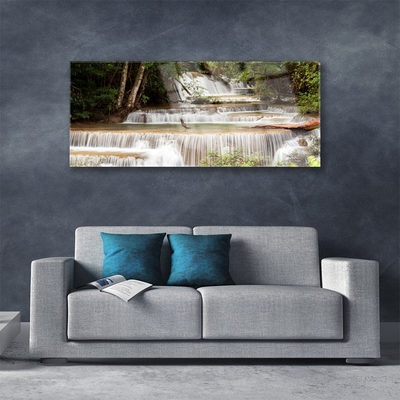 Plexiglas® Wall Art Waterfall forest nature white brown green
