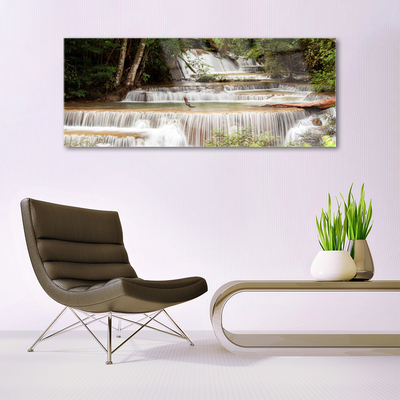 Plexiglas® Wall Art Waterfall forest nature white brown green