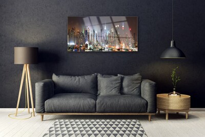 Plexiglas® Wall Art City houses black white brown