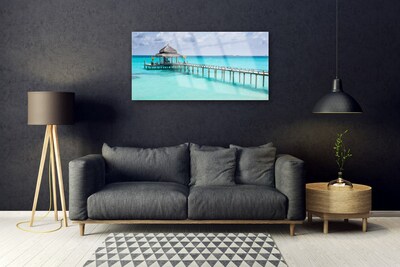 Plexiglas® Wall Art Sea bridge architecture blue brown