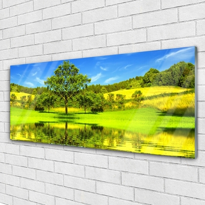 Plexiglas® Wall Art Meadow tree nature green brown