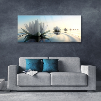 Plexiglas® Wall Art Flowers water art white blue