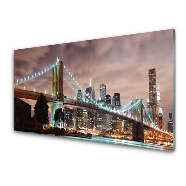 Plexiglas® Wall Art Bridge city architecture brown white
