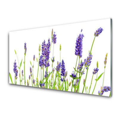 Kitchen Splashback Flowers floral purple green white