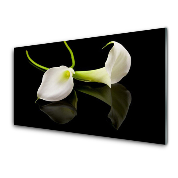 Kitchen Splashback Flowers floral white black