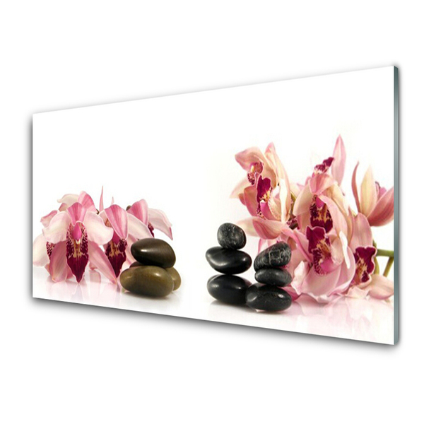 Kitchen Splashback Flower stones art brown black white